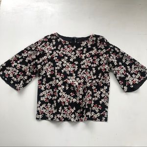Lafayette 148 Floral Top Black Medium W11